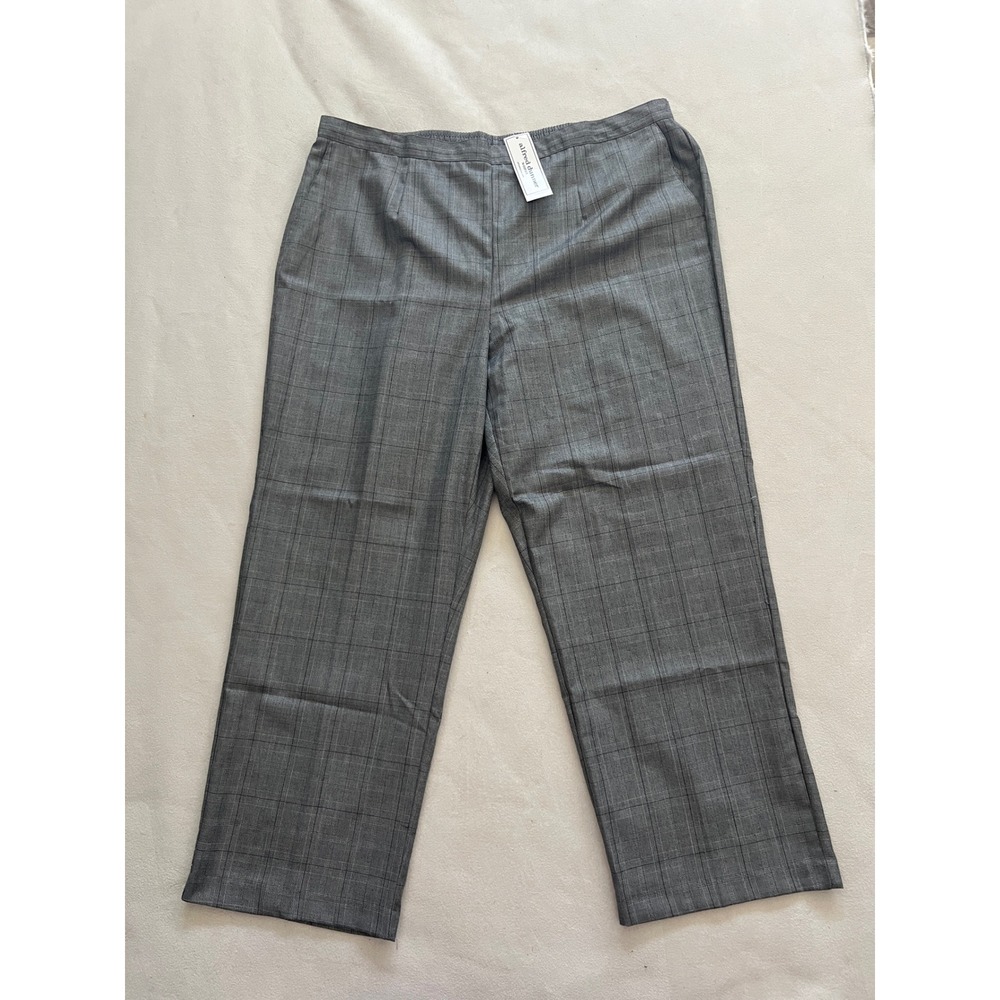 Alfred Dunner Madison Avenue Gray Glen Plaid Classic Fit Pants Womens 22W NWT